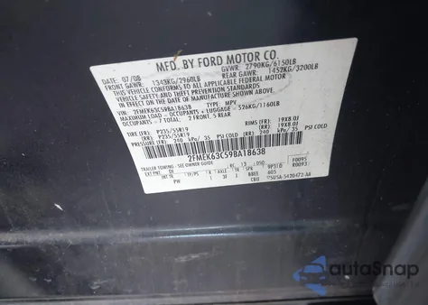 2009 Ford Flex Limited z USA, uszkodzony, nr VIN 2FMEK63C59BA18638